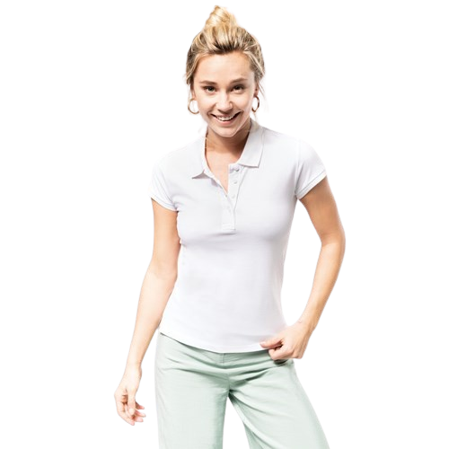 Polo piqué coton bio manches courtes femme - blanc