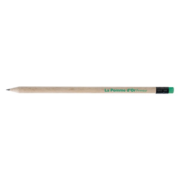 Crayon Eco rond 17,6 cm sans vernis tête à Gomme