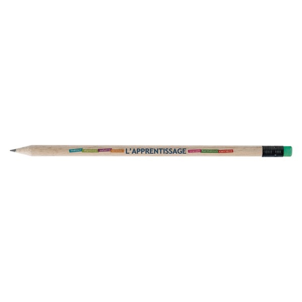 Crayon Eco rond 17,6 cm sans vernis tête à Gomme