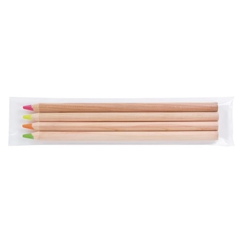 Sachet 4 crayons surligneurs naturel 17,6 cm