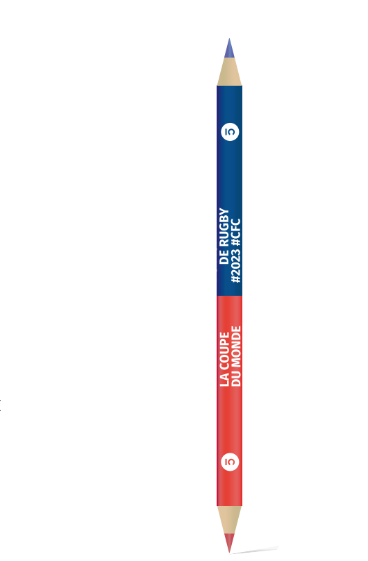 Crayon bicolore rugby ou 2 pantones - 17,6 cm
