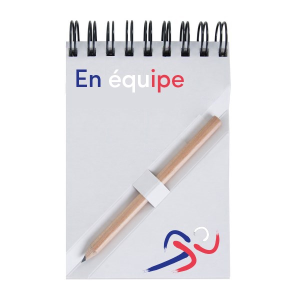 Bloc notes A7 et crayon en bois recyclé Made in France - Dream Act Pro