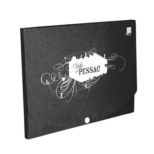 Pochette en carton recyclé, fermeture par bouton pression, Made in France