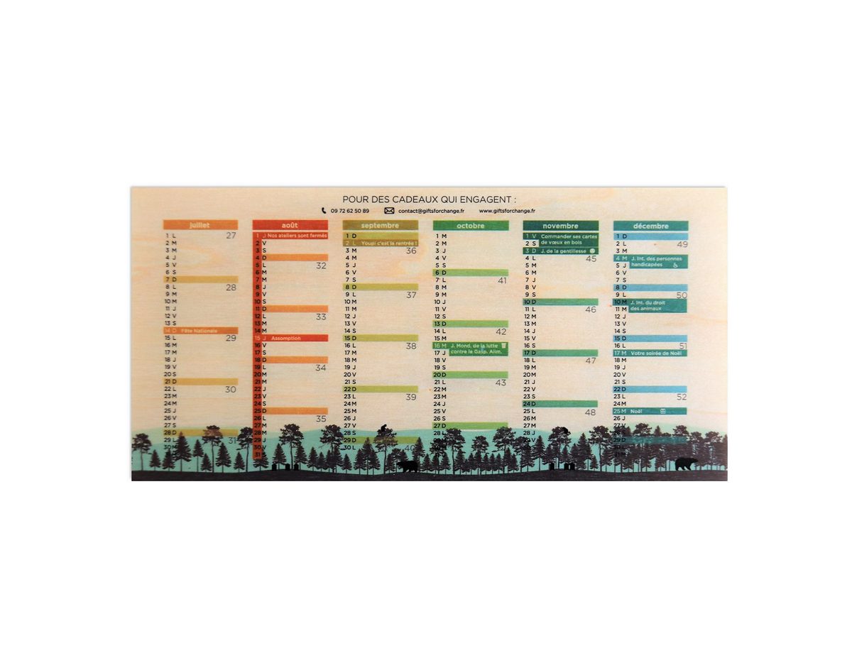 Calendrier en bois personnalisable