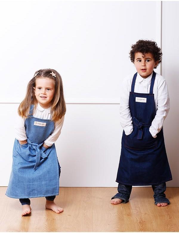 Tablier jean brut pour cuisinier ou jardinier -