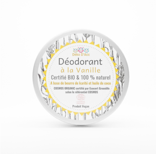 Déodorant solide vanille bio, 0 huile essentielle -