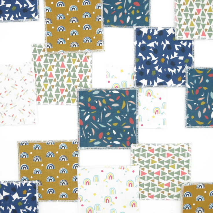 Lot de 5 carrés démaquillants en coton bio et lavable - 3