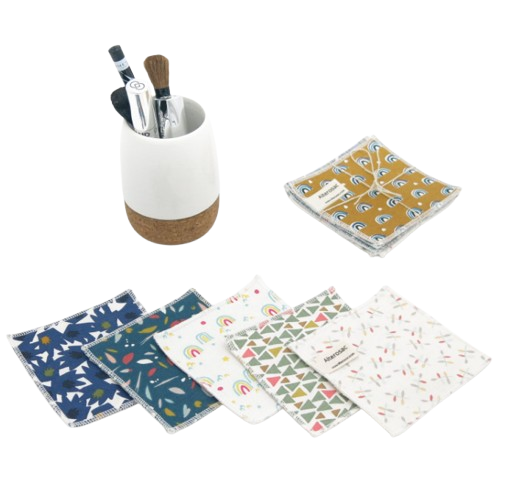 Lot de 5 carrés démaquillants en coton bio et lavable