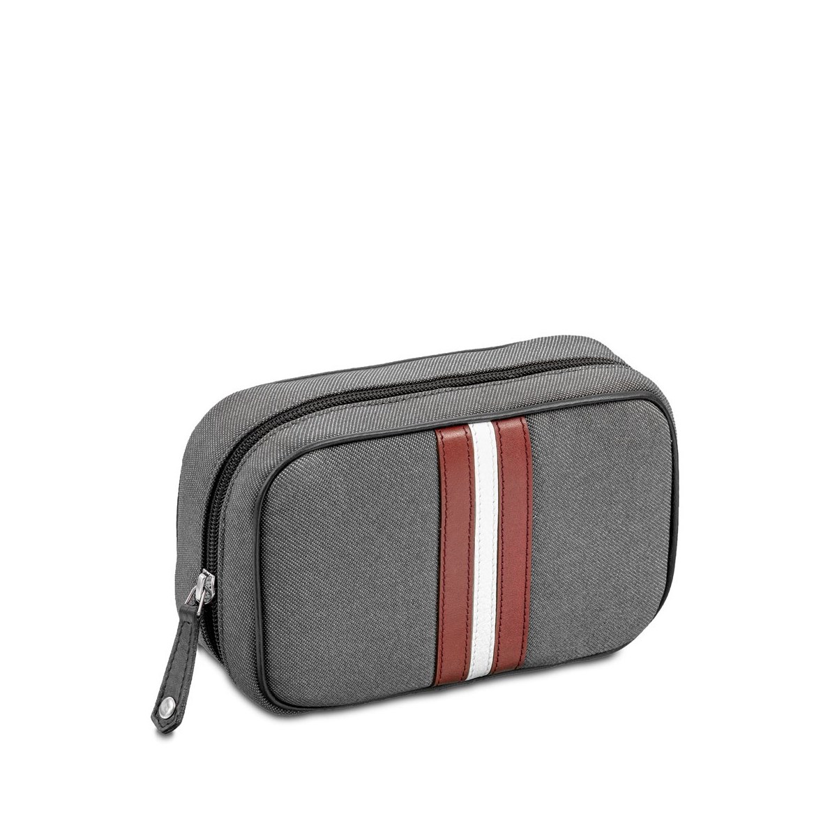 Trousse de toilette voyage  grise et bordeaux -