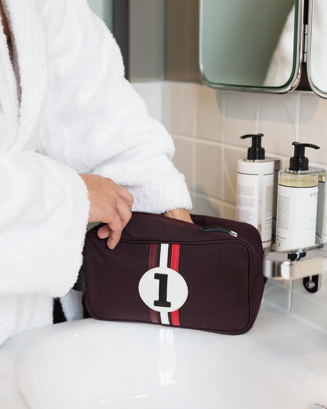 Trousse de toilette voyage toile bordeaux