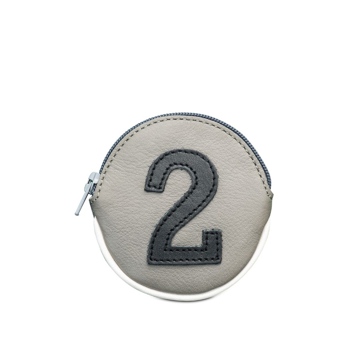 Petit porte monnaie cuir gris, blanc et noir