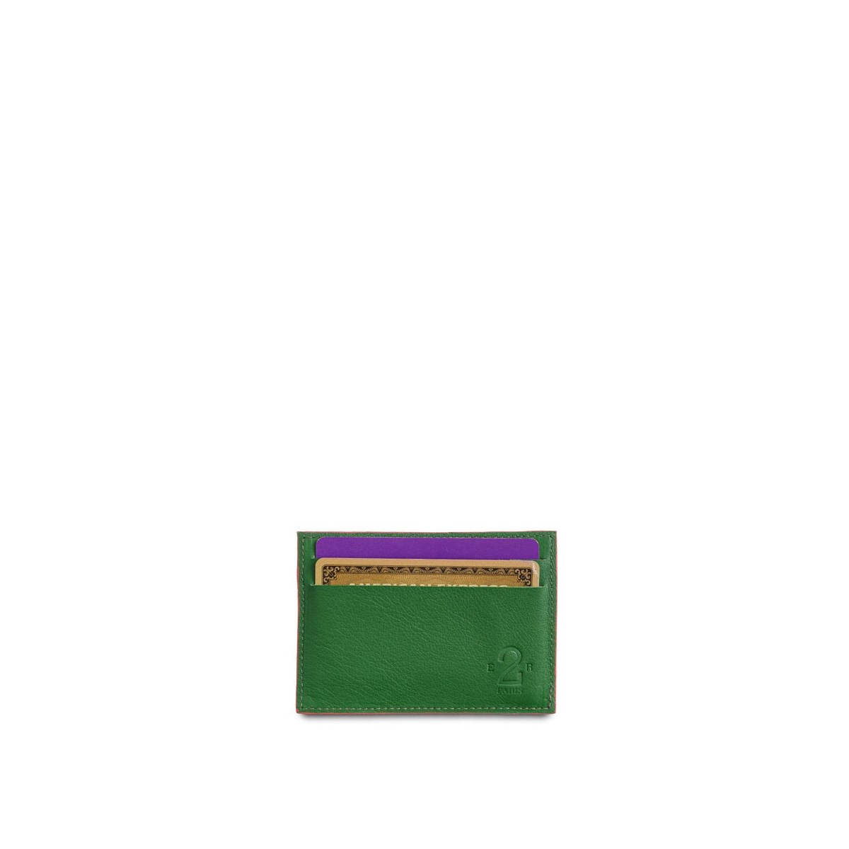 Porte carte et porte monnaie cuir vert et gris