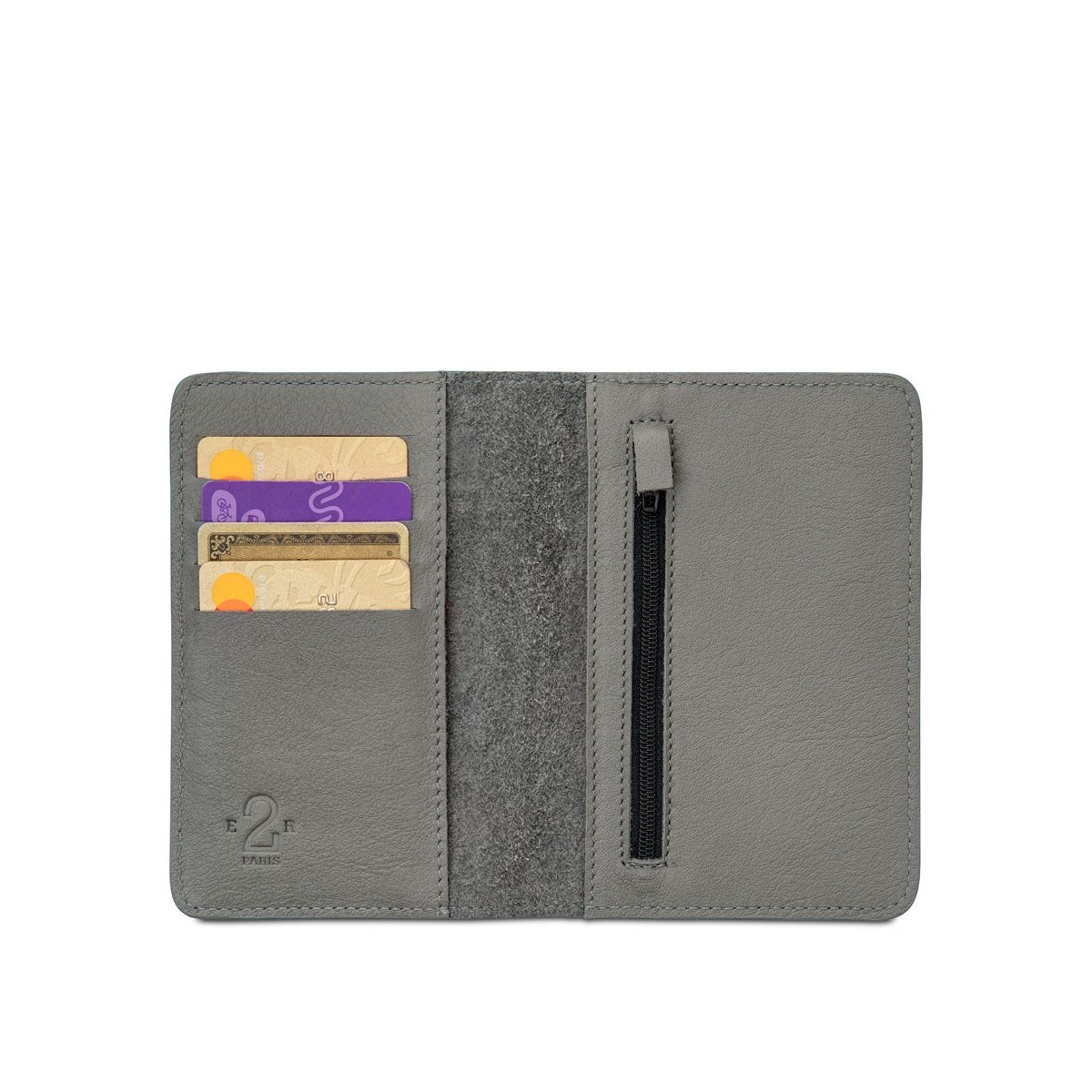 Portefeuille cuir gris, blanc et noir - NBN2 -