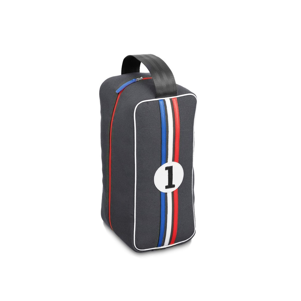 Sac à chaussures gris motif bleu blanc rouge -