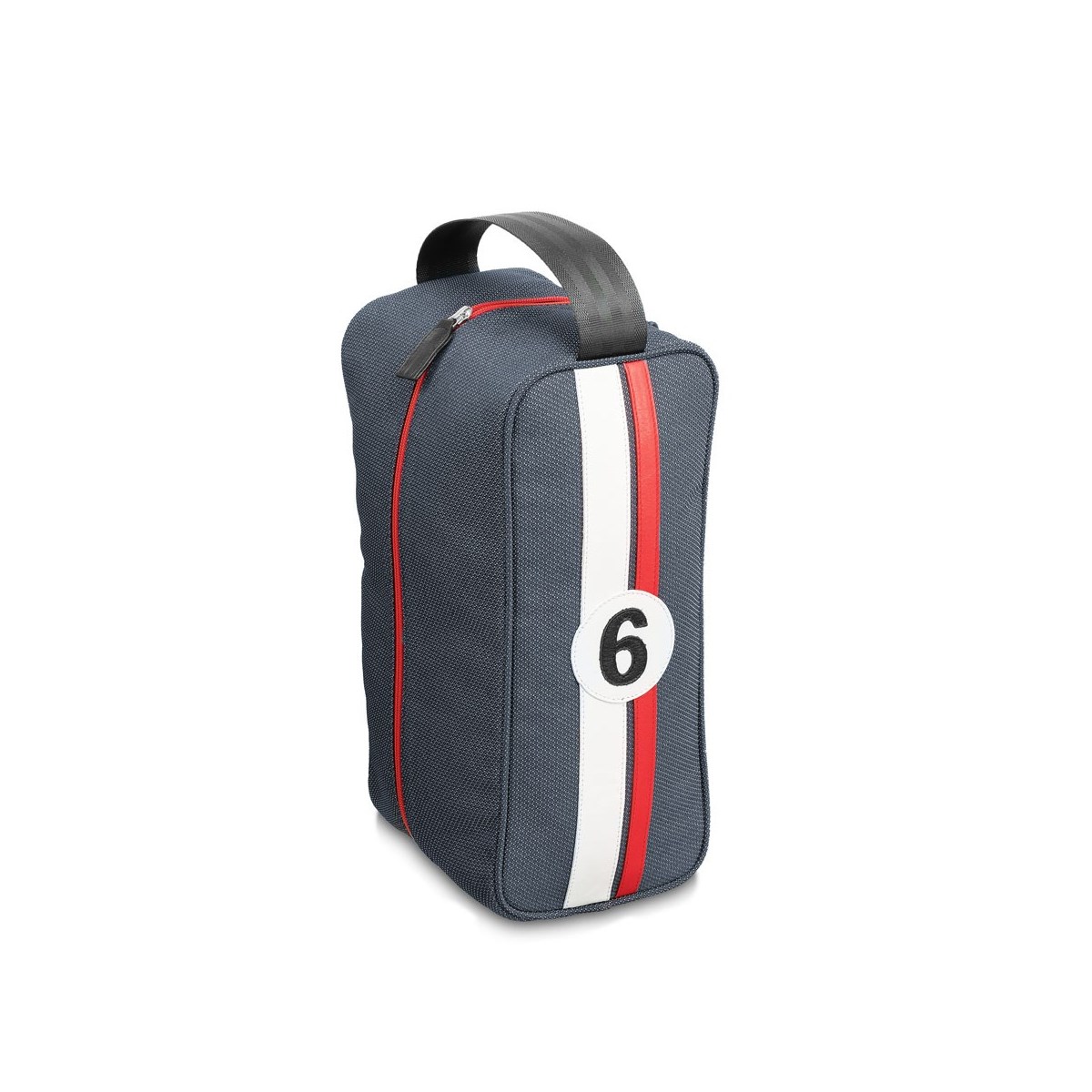 Sac à chaussures bleu motif blanc et rouge