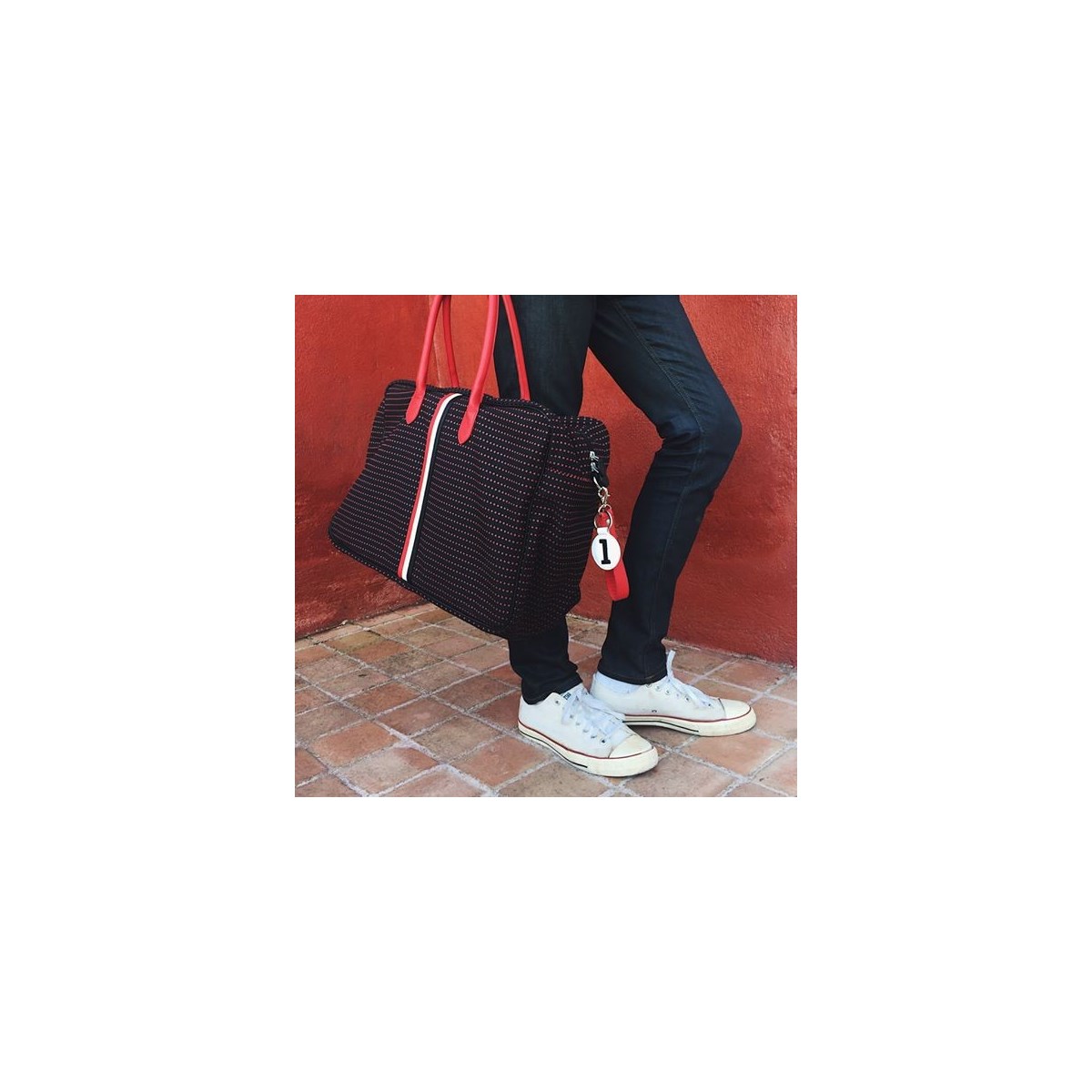 Sac cabine noir à points rouges - Giovana -