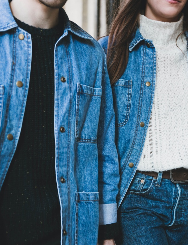 Veste en jean upcyclé pour homme - Bleue -