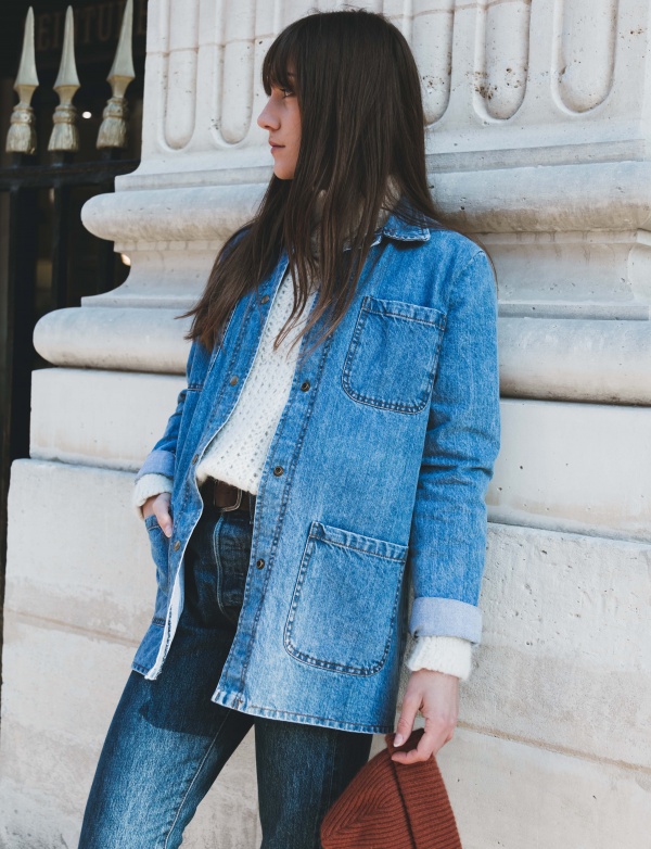 Veste en jean upcyclé pour femme - Bleue -