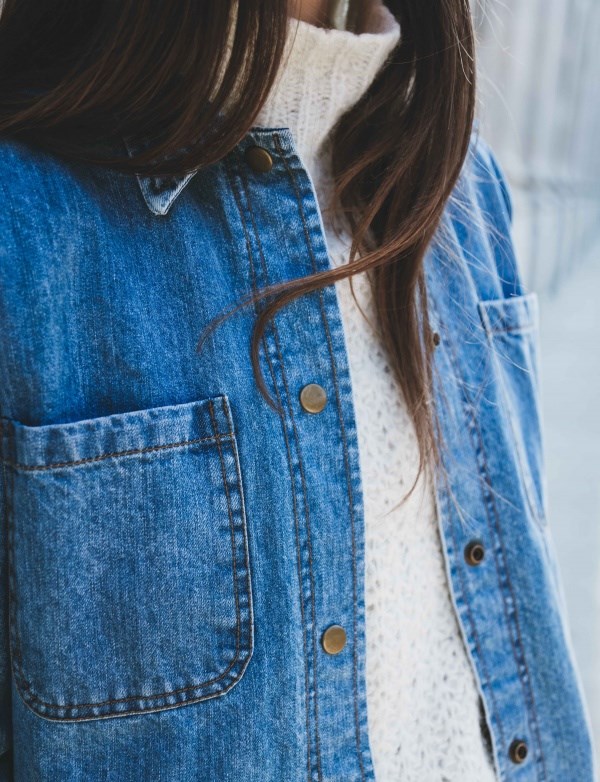 Veste en jean upcyclé pour femme - Bleue -