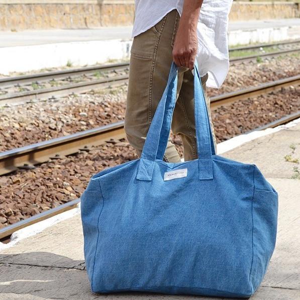 Elzevir, le grand sac weekend en denim - 1