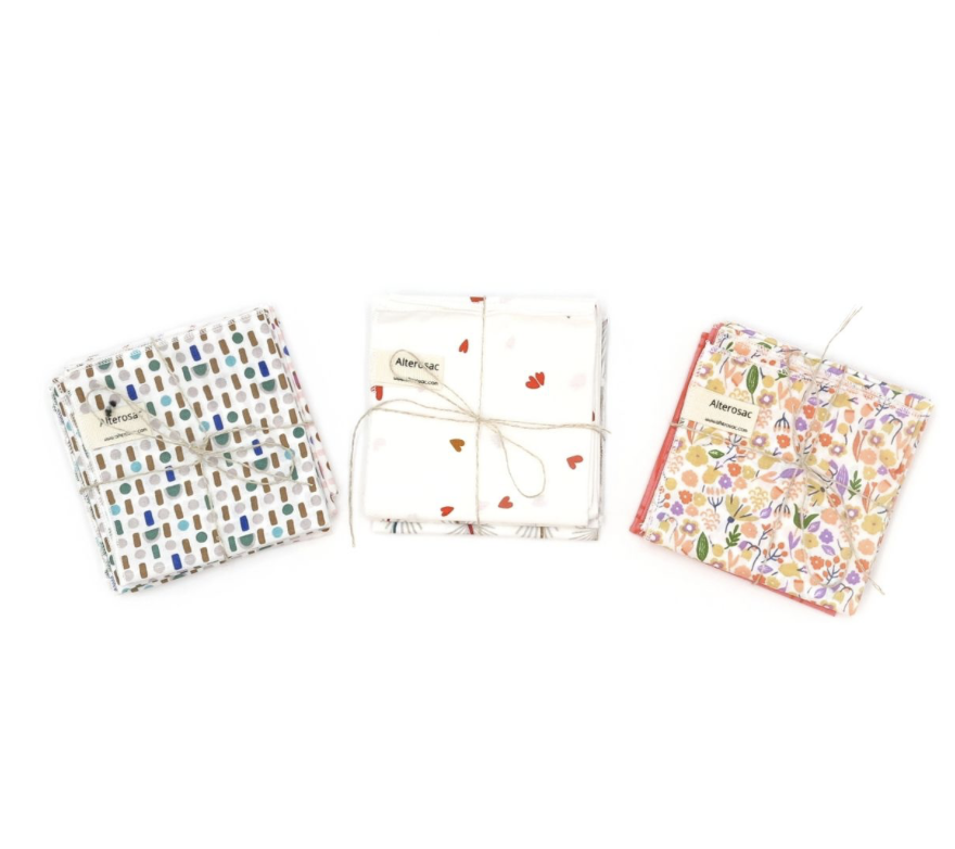 Lot de 4 mouchoirs en coton réutlilisable - 2