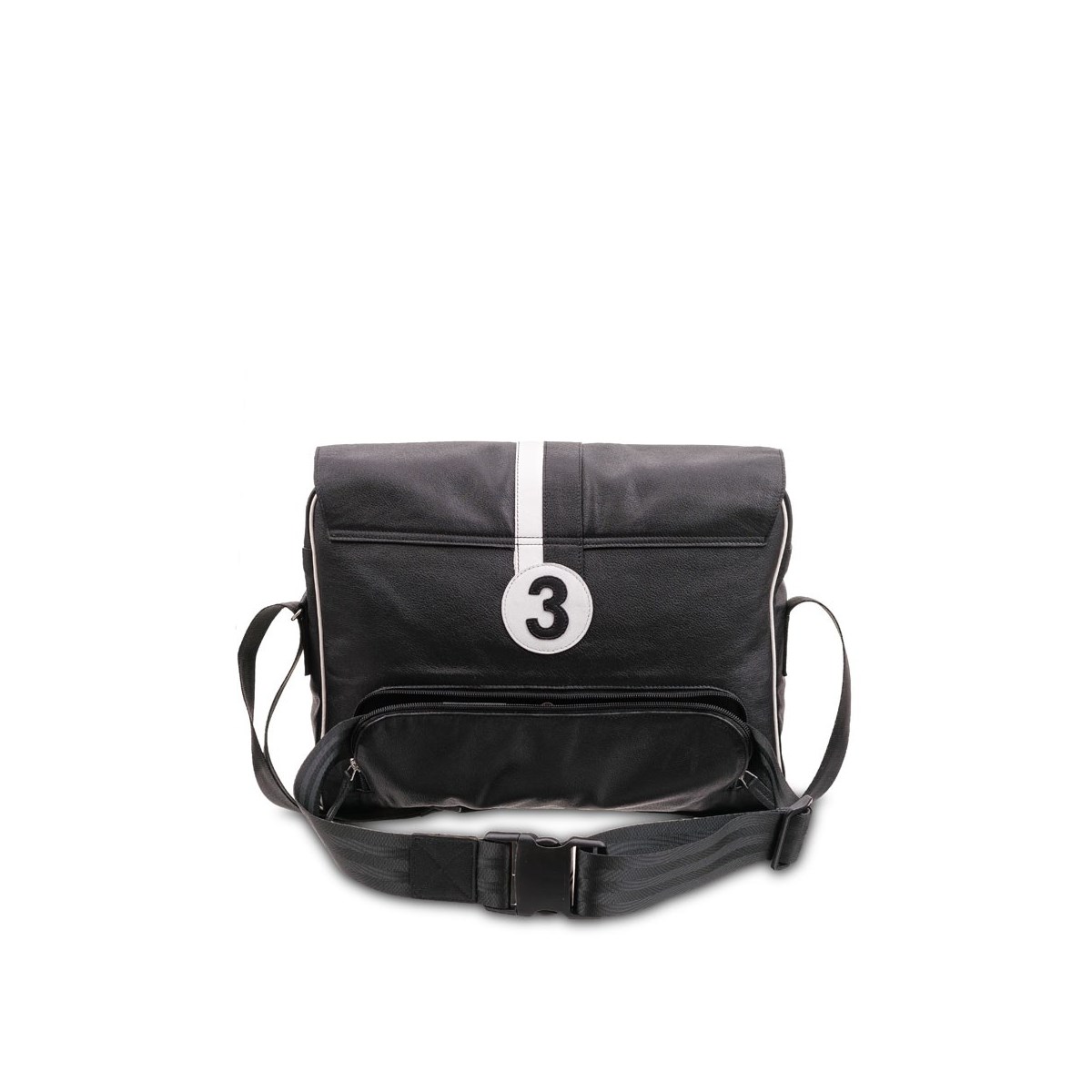 Sac besace cuir noir vélo - Jacques N3 -