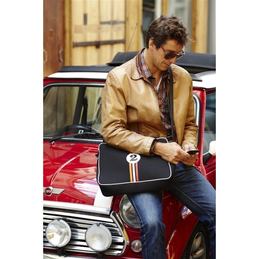 Besace en toile motif en cuir Fangio -