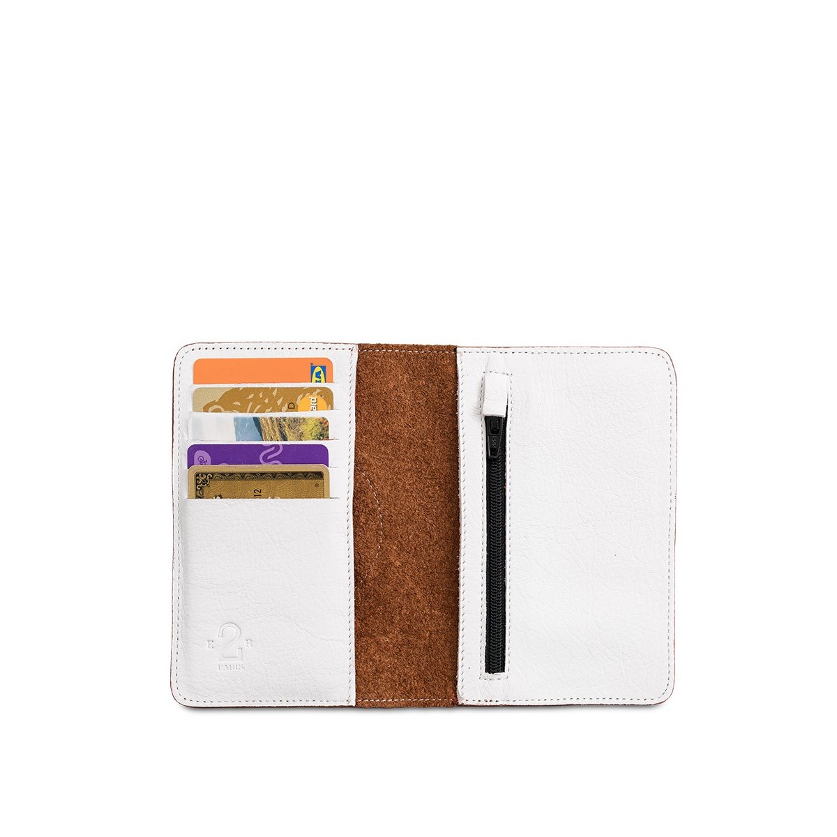 Portefeuille cuir camel et noir - C7 -