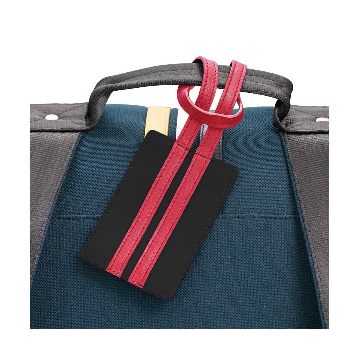 Porte adresse en cuir noir et rouge - 1