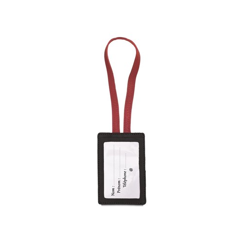 Porte adresse en cuir noir et rouge