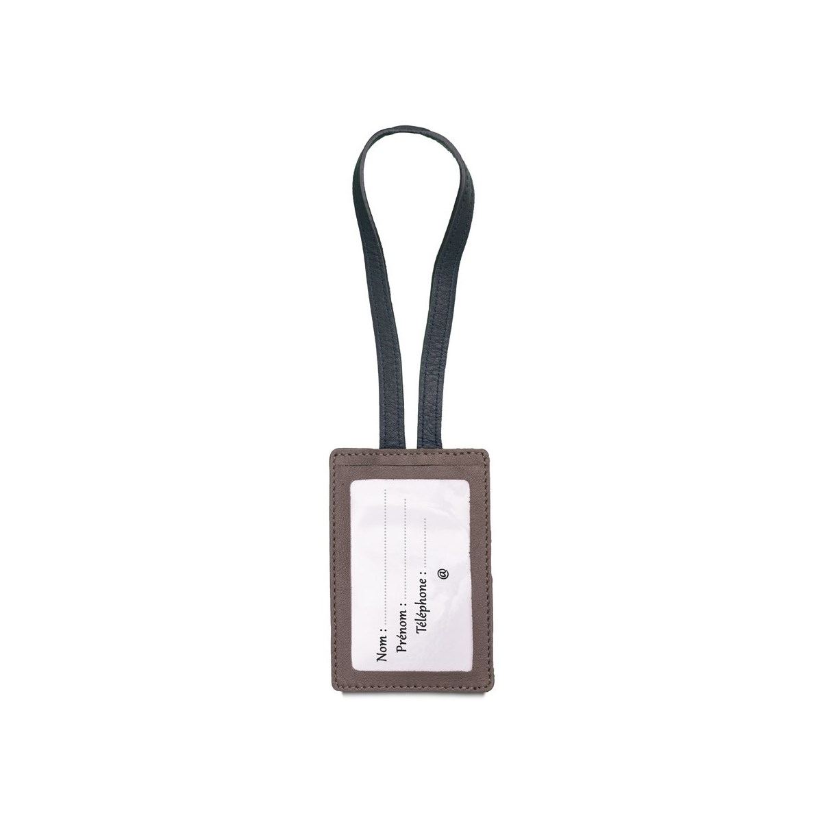 Porte adresse cuir gris et bleu -