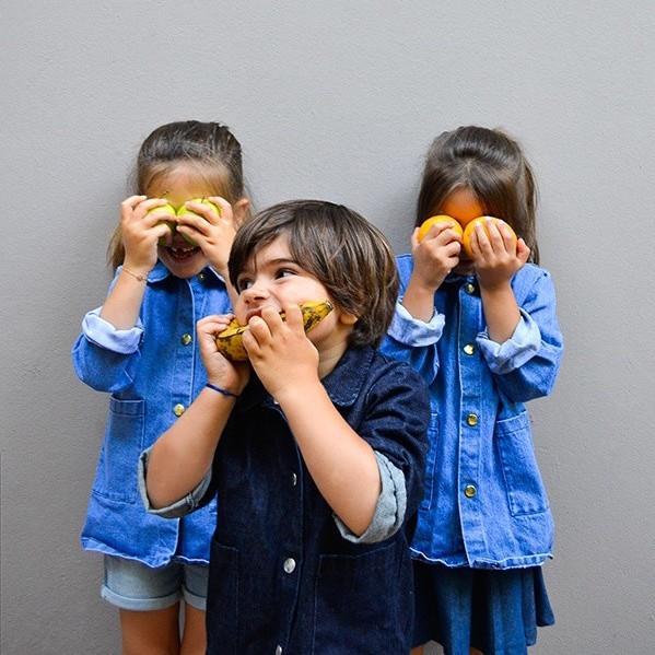 Veste en jean bleu clair uni - 2