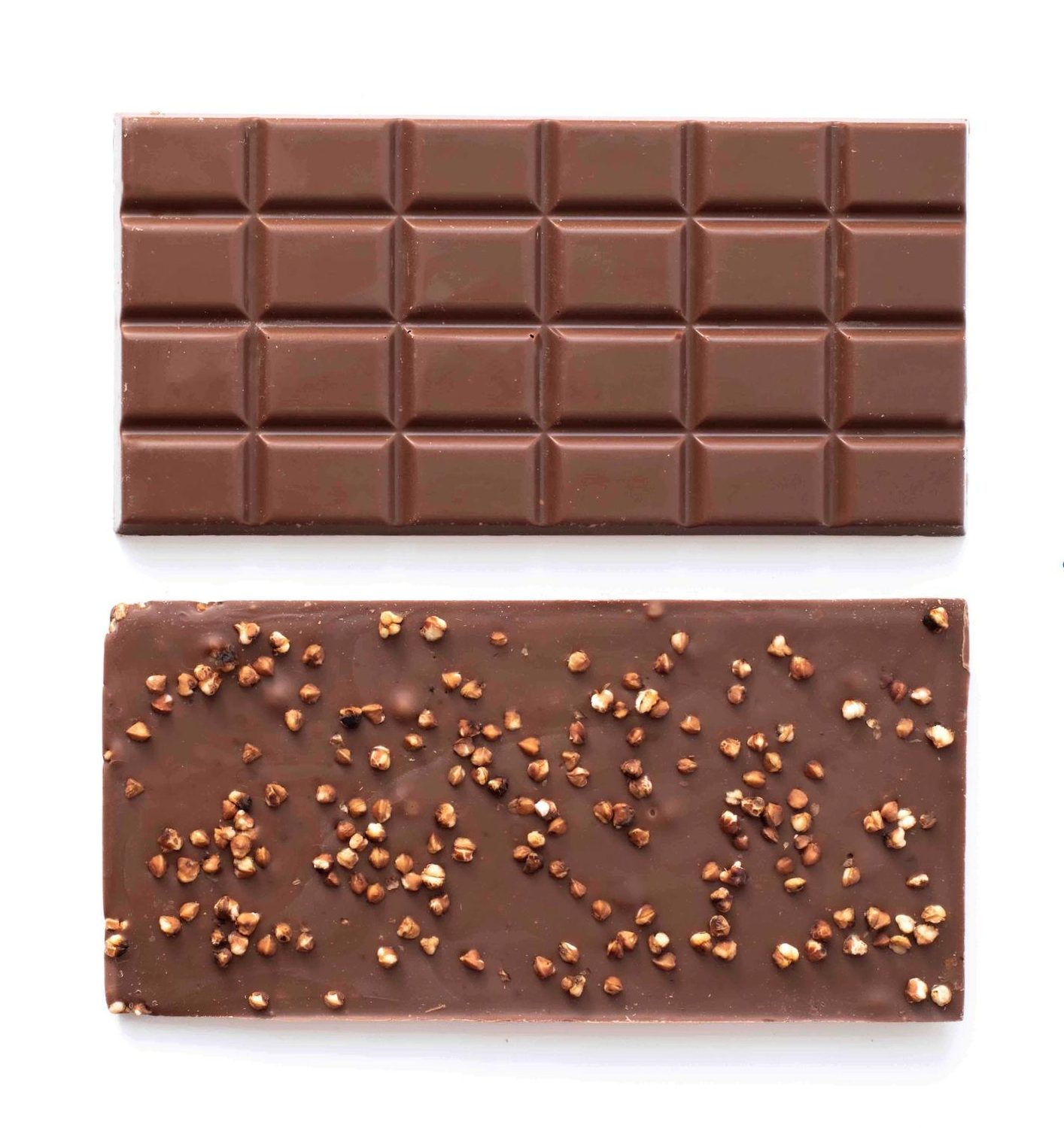 Tablette de chocolat au lait aux graines de sarrasin soufflées