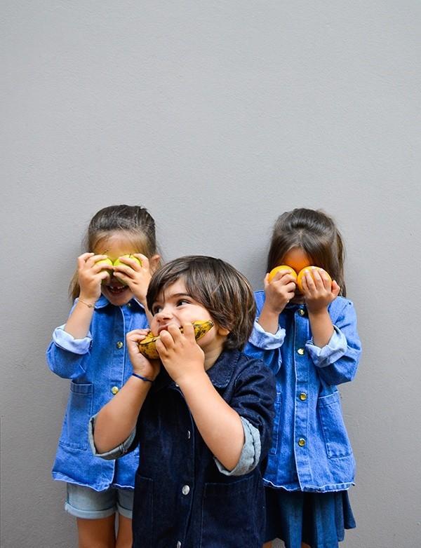 Veste en jean bleu uni - 2