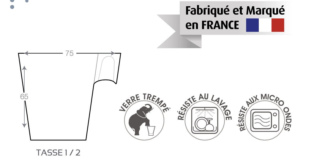 Set de 4 tasses en verre trempé made in France - 4