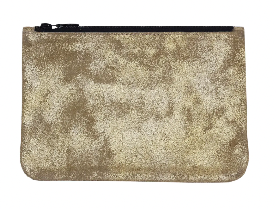 Pochette personnalisable petit modèle cuir métallisé or - made in France