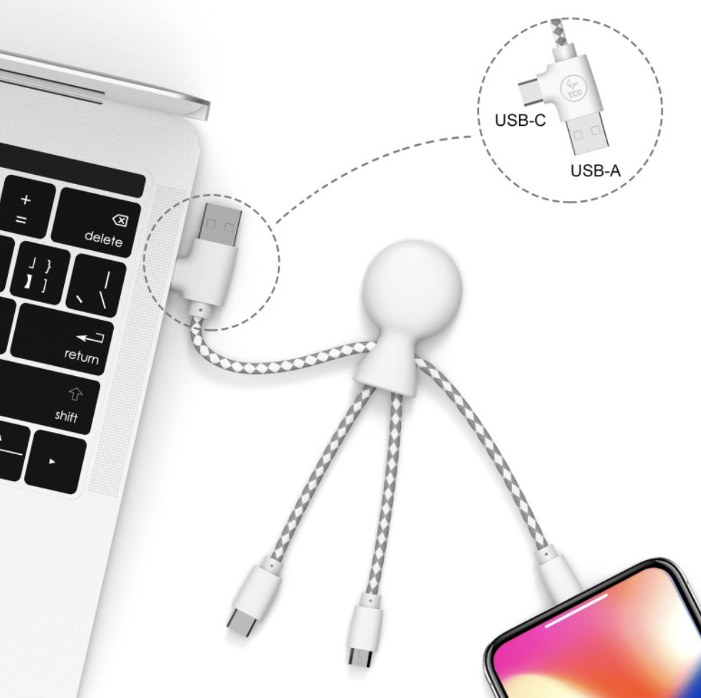 Câble de charge multiple en plastique recyclé - Mr Bio Short - 10