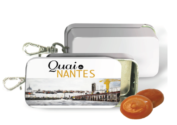 Boite porte-clés avec caramels durs