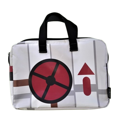 Sacoche ordinateur bâche upcyclée  - 3