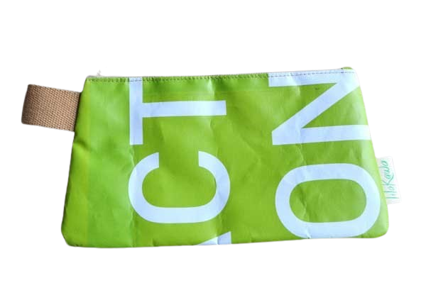 Pochettes en jute, bâche ou toile de kakemono upcyclée - 3