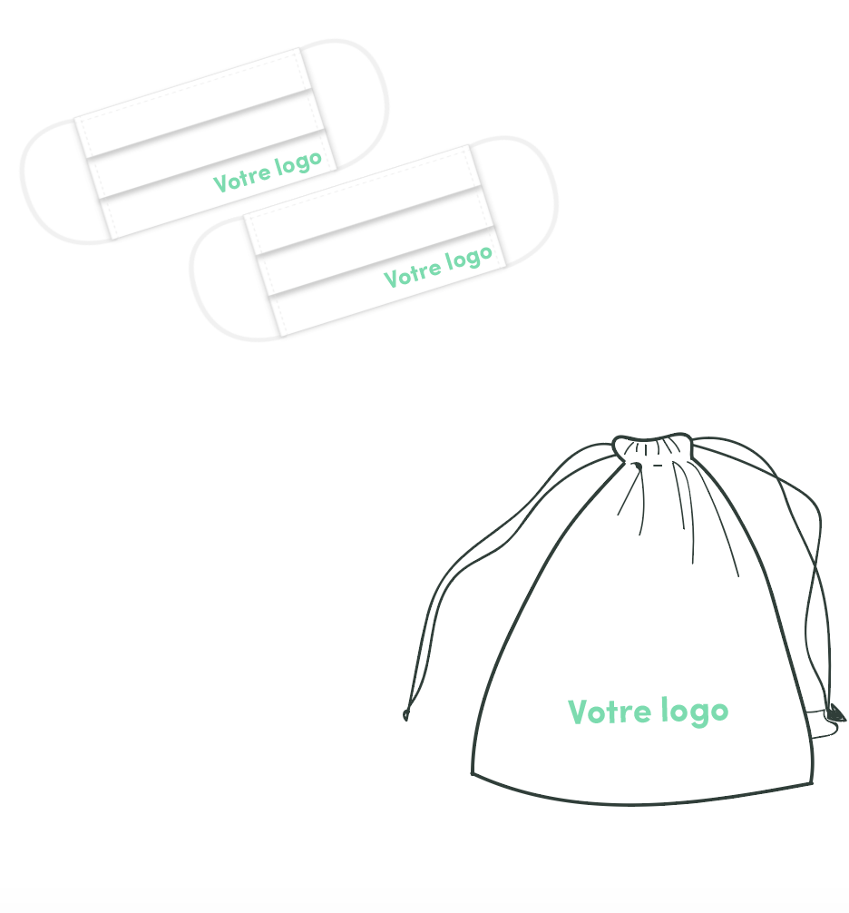 Lot 2 masques coton DGA Cat.1 + pochon personnalisables