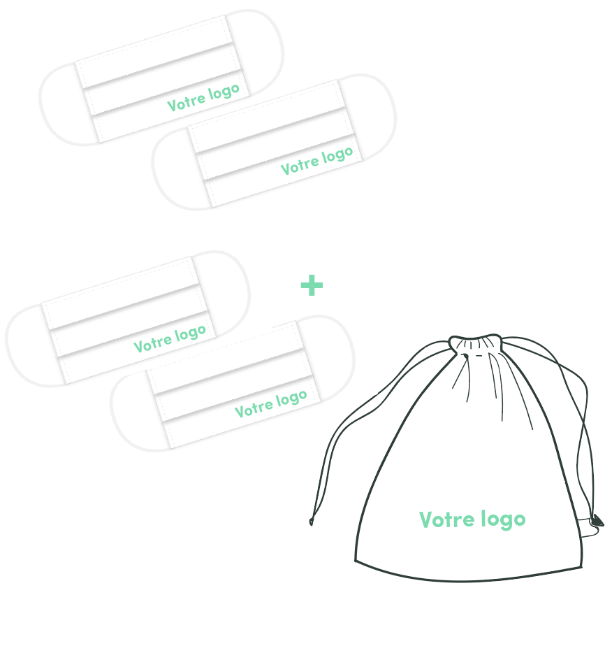 Lot 4 masques polycoton DGA cat.2 + pochon personnalisables