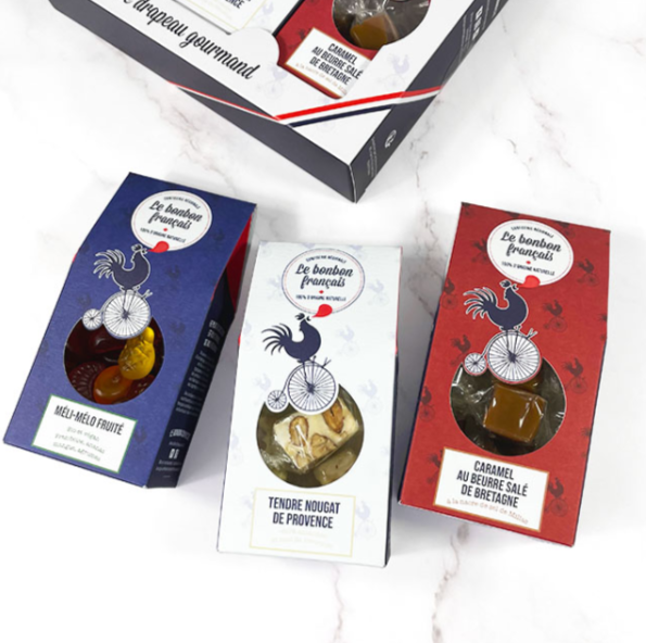 Pack drapeau gourmand personnalisable - 3 sachets de confiseries artisanales -