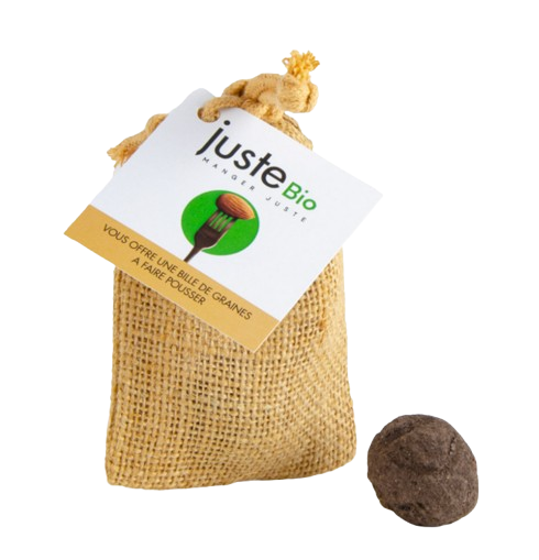 Oeuf seed bomb en pochon toile de jute 75x100 mm