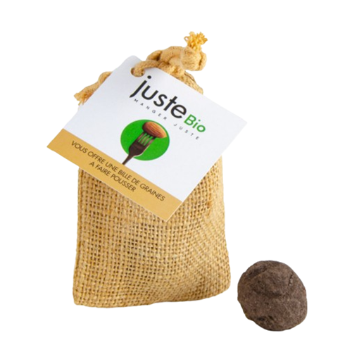 Oeuf seed bomb en pochon toile de jute 75x100 mm