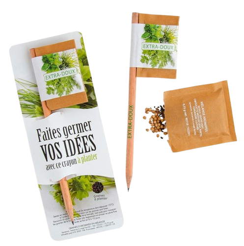 Crayon en bois Drapeau avec son étui et sachet de graines