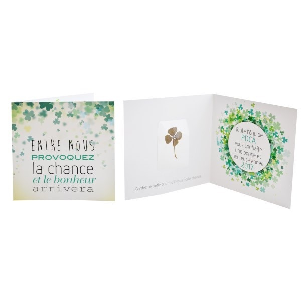 Carte Trèfle à 4 feuilles séché