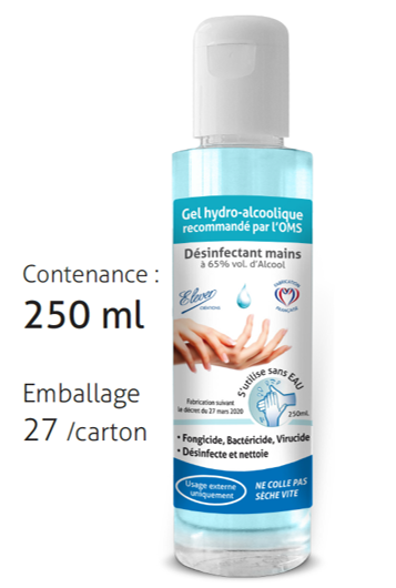 Gel hydroalcoolique fabriqué en France 250ml