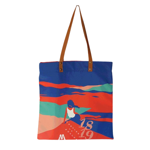 Tote bag avec anses en cuir, en toile publicitaire recyclé, made in France