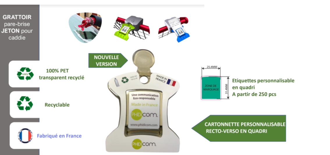 Grattoir pare-brise et jeton de caddie